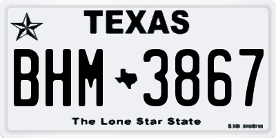 TX license plate BHM3867