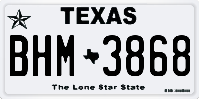 TX license plate BHM3868