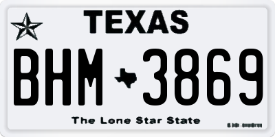 TX license plate BHM3869