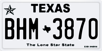 TX license plate BHM3870