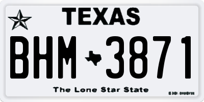 TX license plate BHM3871