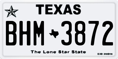 TX license plate BHM3872