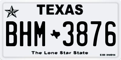 TX license plate BHM3876