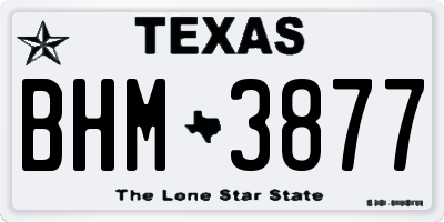 TX license plate BHM3877