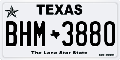 TX license plate BHM3880