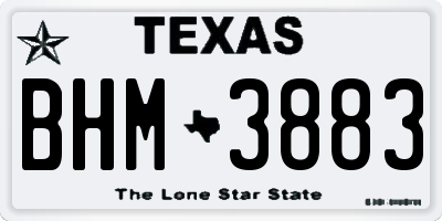 TX license plate BHM3883