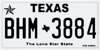 TX license plate BHM3884