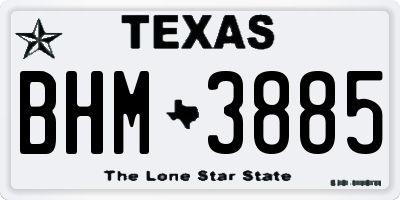 TX license plate BHM3885