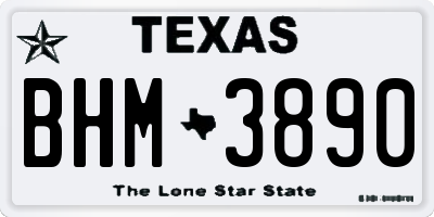 TX license plate BHM3890