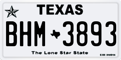 TX license plate BHM3893