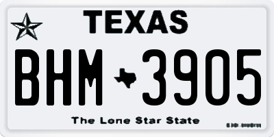 TX license plate BHM3905