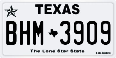 TX license plate BHM3909