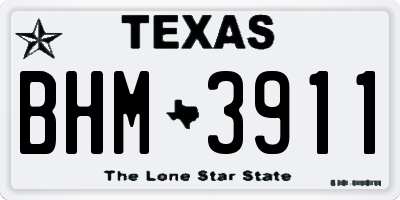 TX license plate BHM3911
