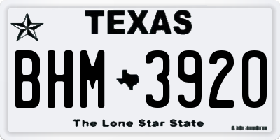 TX license plate BHM3920
