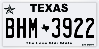 TX license plate BHM3922