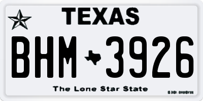 TX license plate BHM3926