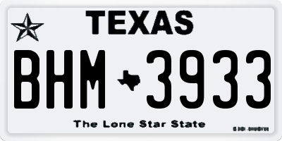 TX license plate BHM3933