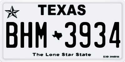 TX license plate BHM3934