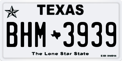 TX license plate BHM3939