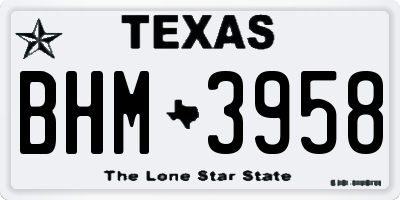 TX license plate BHM3958