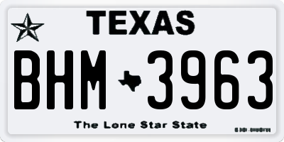 TX license plate BHM3963
