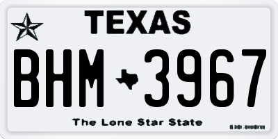 TX license plate BHM3967