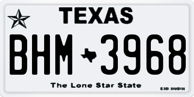 TX license plate BHM3968