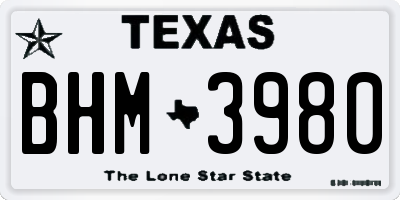 TX license plate BHM3980