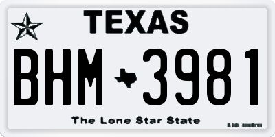 TX license plate BHM3981