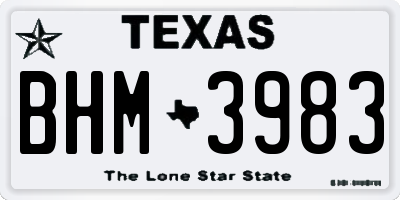 TX license plate BHM3983