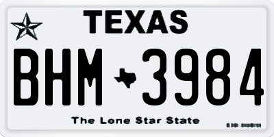 TX license plate BHM3984