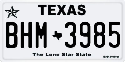 TX license plate BHM3985