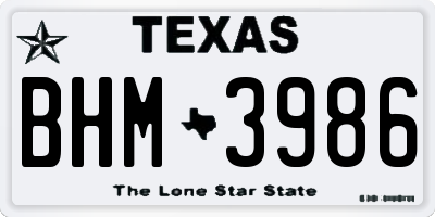 TX license plate BHM3986