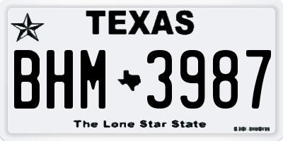 TX license plate BHM3987