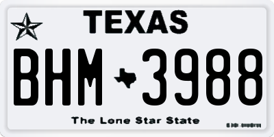 TX license plate BHM3988