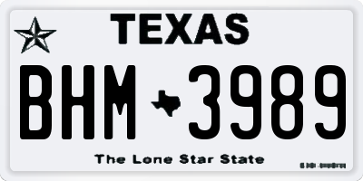 TX license plate BHM3989