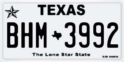 TX license plate BHM3992