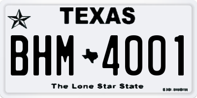 TX license plate BHM4001