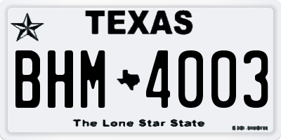 TX license plate BHM4003