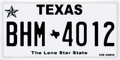 TX license plate BHM4012