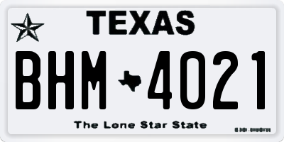 TX license plate BHM4021
