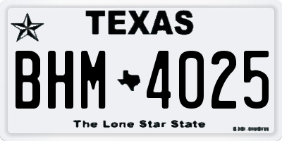 TX license plate BHM4025