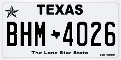 TX license plate BHM4026