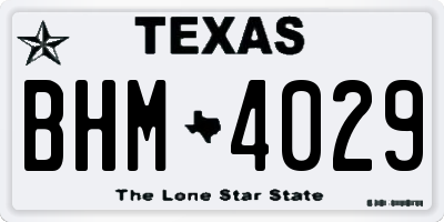 TX license plate BHM4029