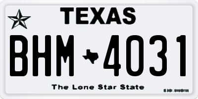 TX license plate BHM4031