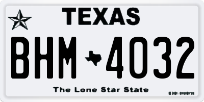 TX license plate BHM4032