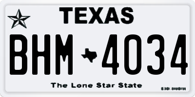 TX license plate BHM4034