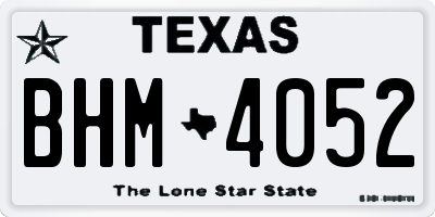 TX license plate BHM4052