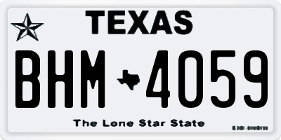 TX license plate BHM4059