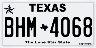 TX license plate BHM4068